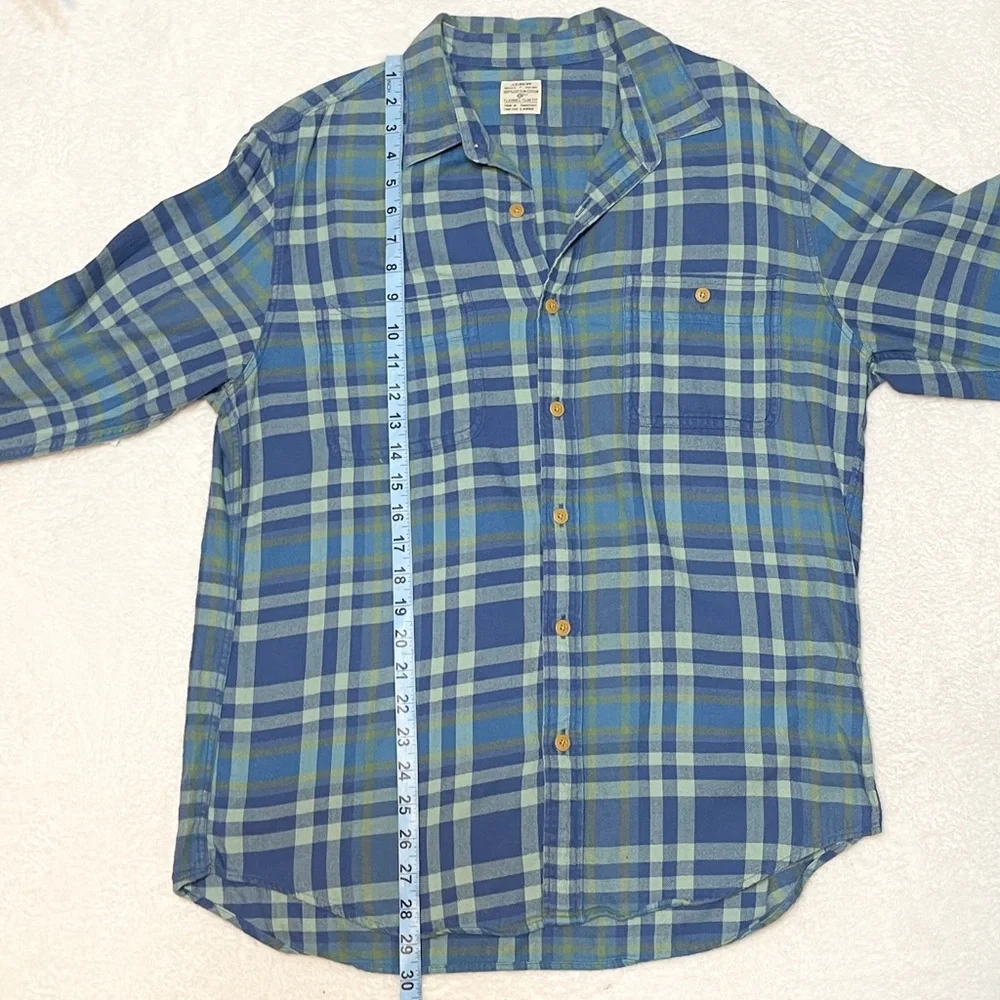 J. Crew Blue Green Flannel Slim Fit Button Down Shirt‎ Men’s Large